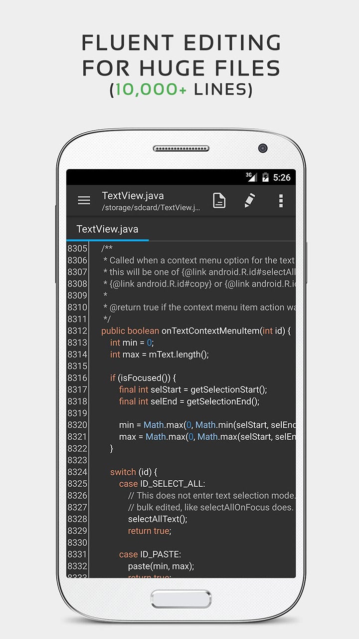 QuickEdit Text Editor screen 1